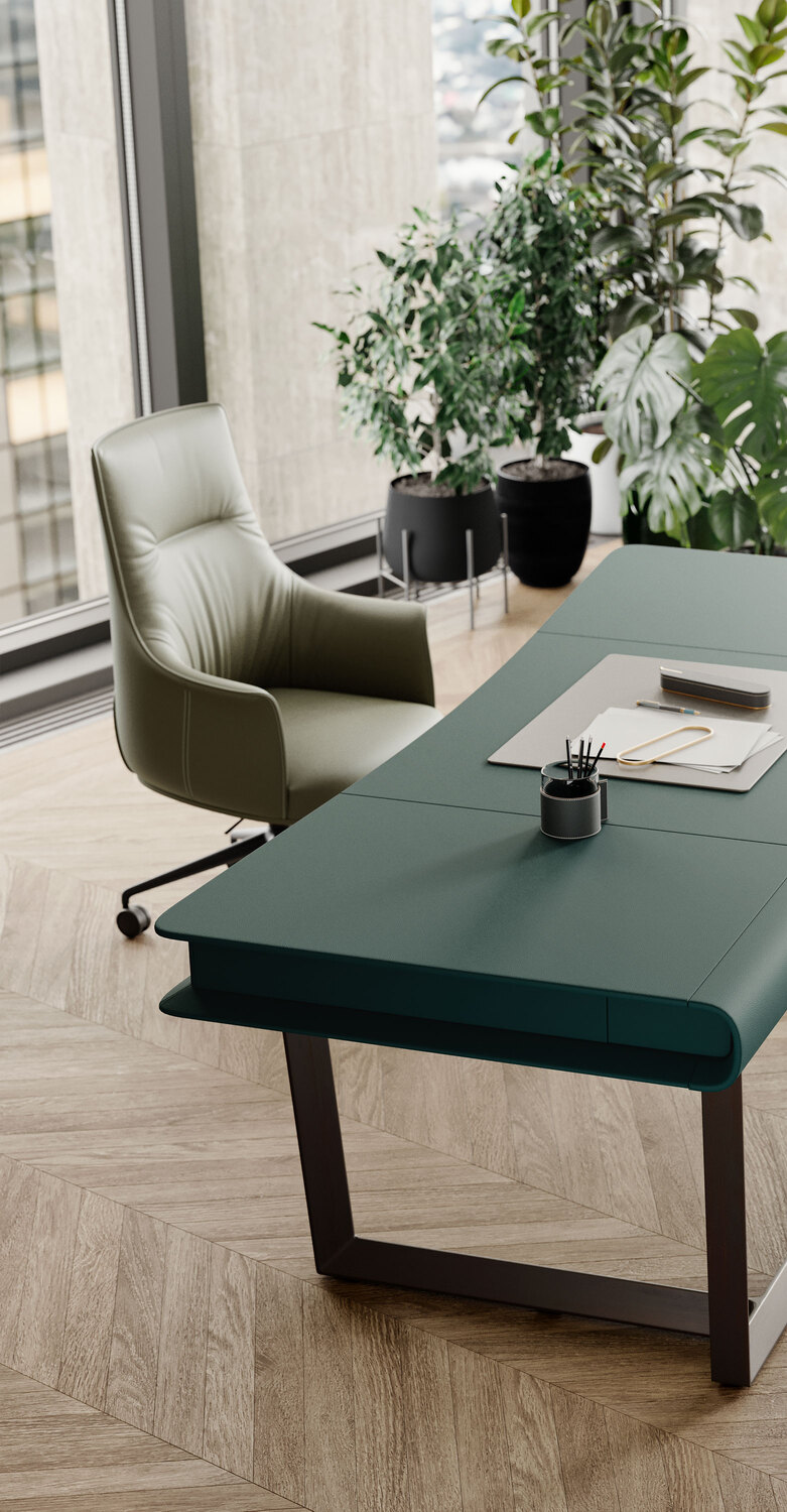 Archibald Task | Bürosessel Archibald Task-Bürostuhl von Poltrona Frau, ergonomisch, mit hochwertigem Lederbezug, italienisches Design.