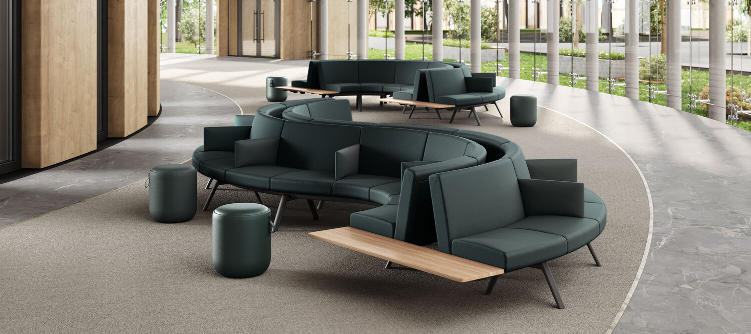 Bay Lounge | Sistema di sedute Sistema di sedute Bay Lounge di Poltrona Frau, con struttura in acciaio, rivestimenti in Pelle Frau® e design modulare italiano.