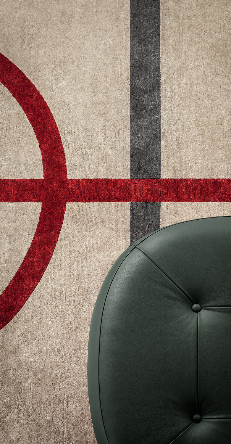 Billie | 地毯 Poltrona Frau的Billie地毯,手工羊毛編織,幾何圖樣,靈感源自義大利設計。