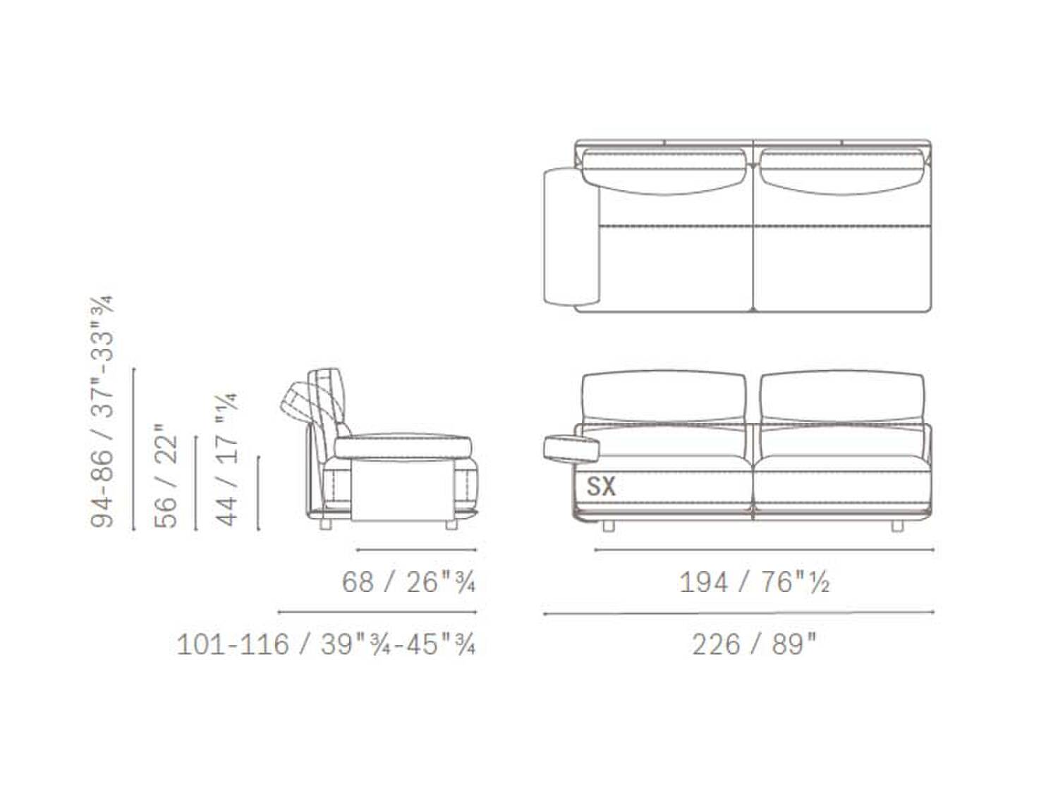 14 blisscape deep sofa 5PF0072900021 2PLargeTerminale BraccBasso