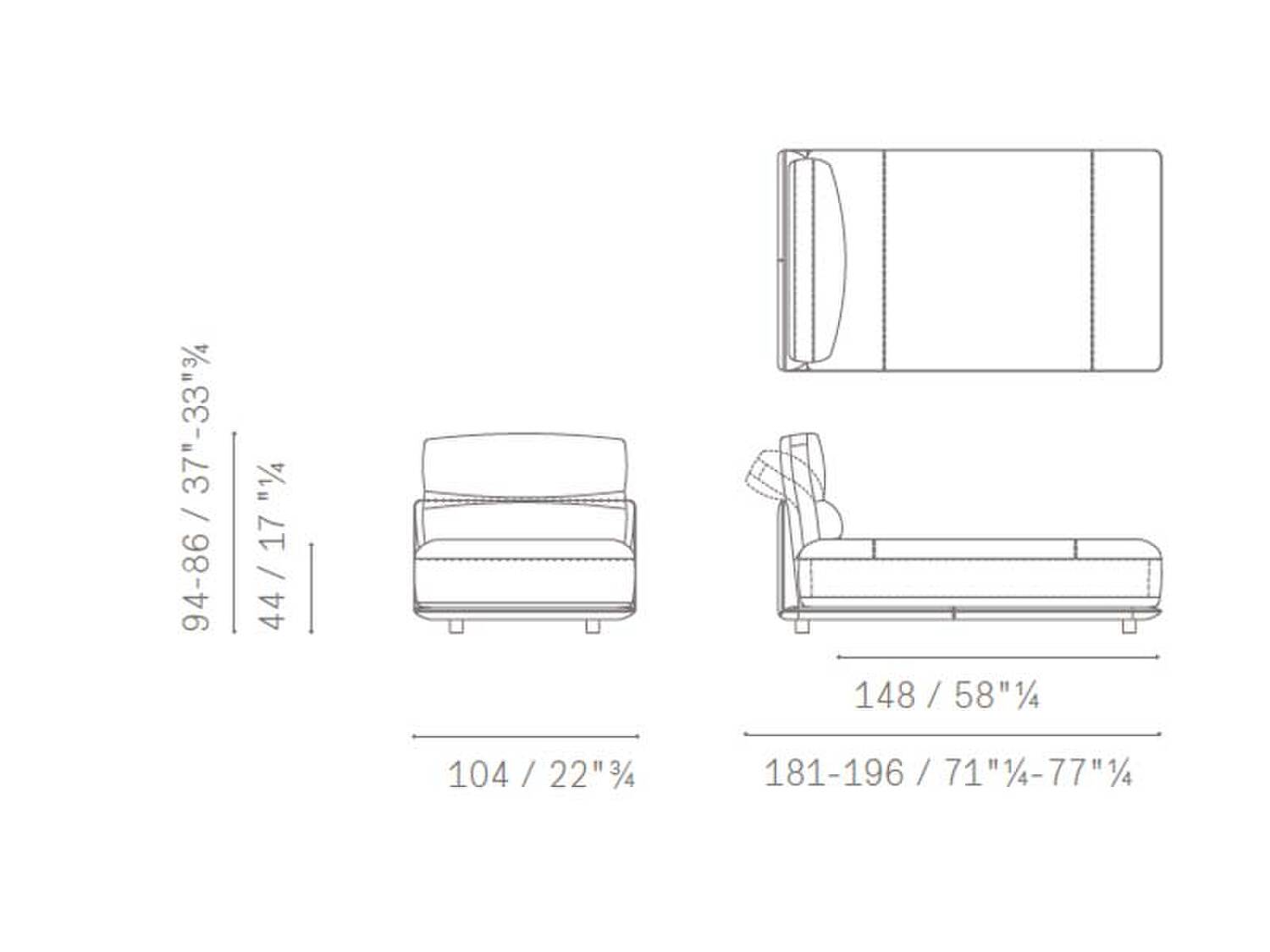 22 blisscape deep sofa 5PF0072900046 ChaiseLongue SenzaBracc