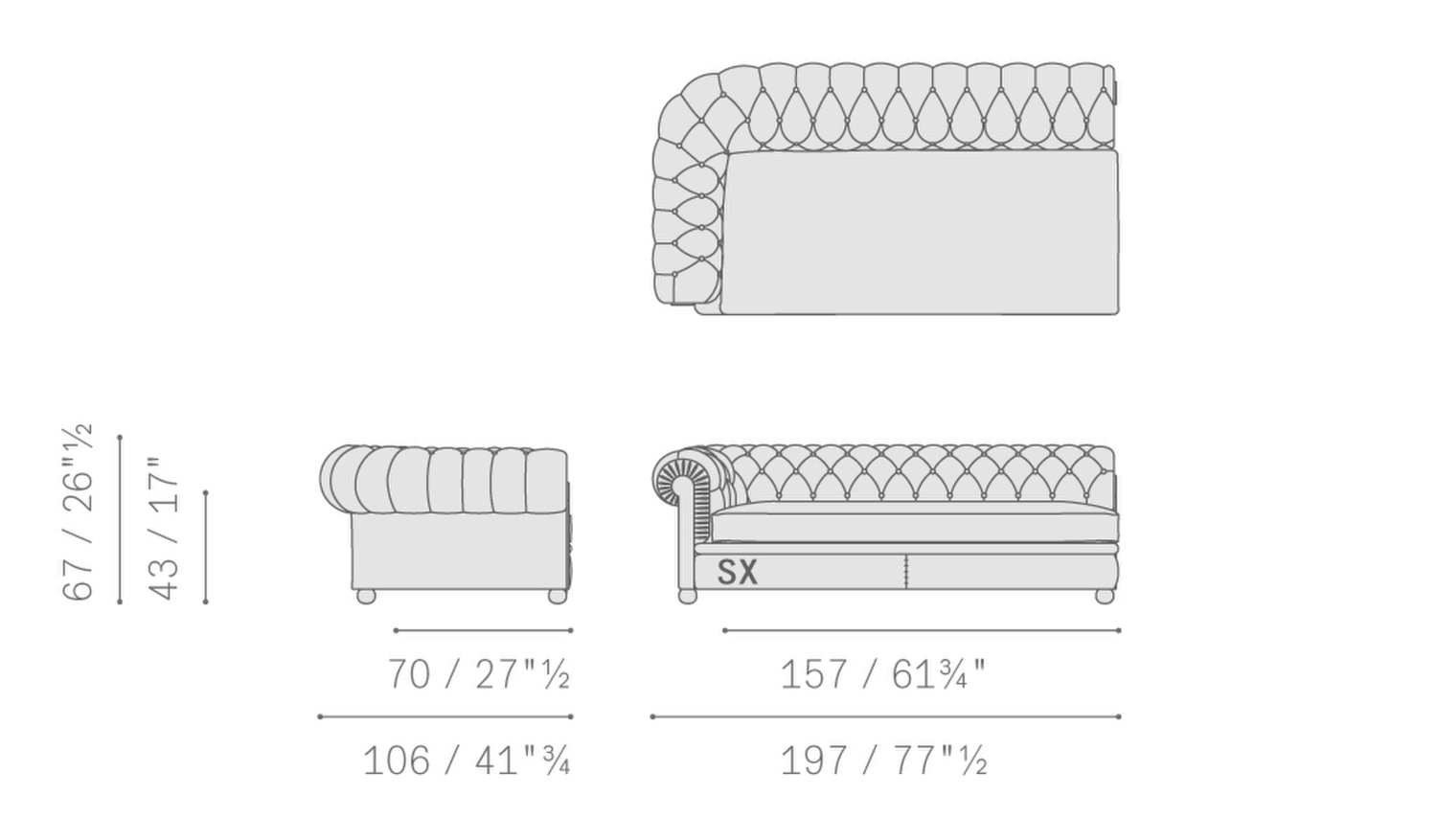 02 chester line sectional 2 seater sofas 1 arm 5617221