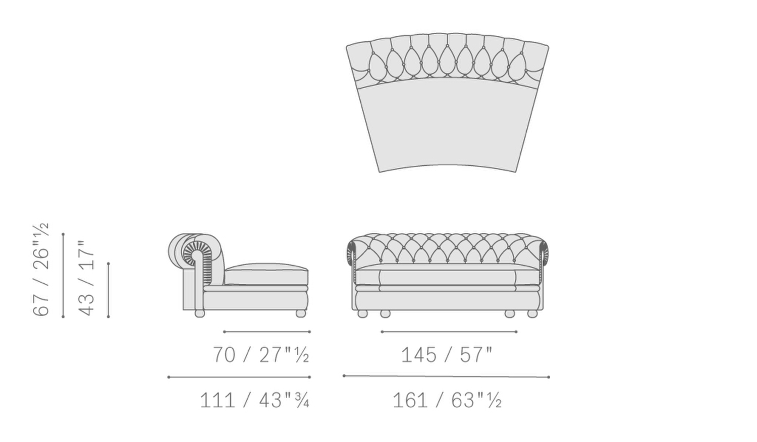 03 chester line 30 curved sectional armless 2 seaters sofa 5617253