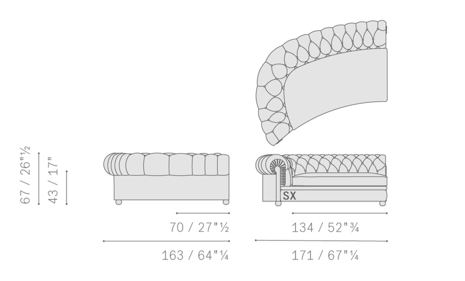 04 chester line 30 curved sectional 2 seaters sofa 5617254