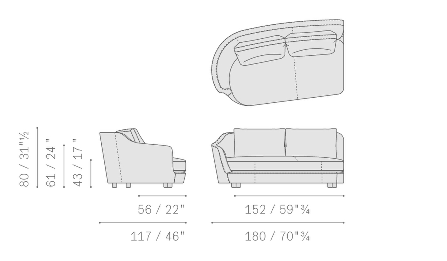 Stampa 06 duo sofa sectional armchair with armrest 5682254