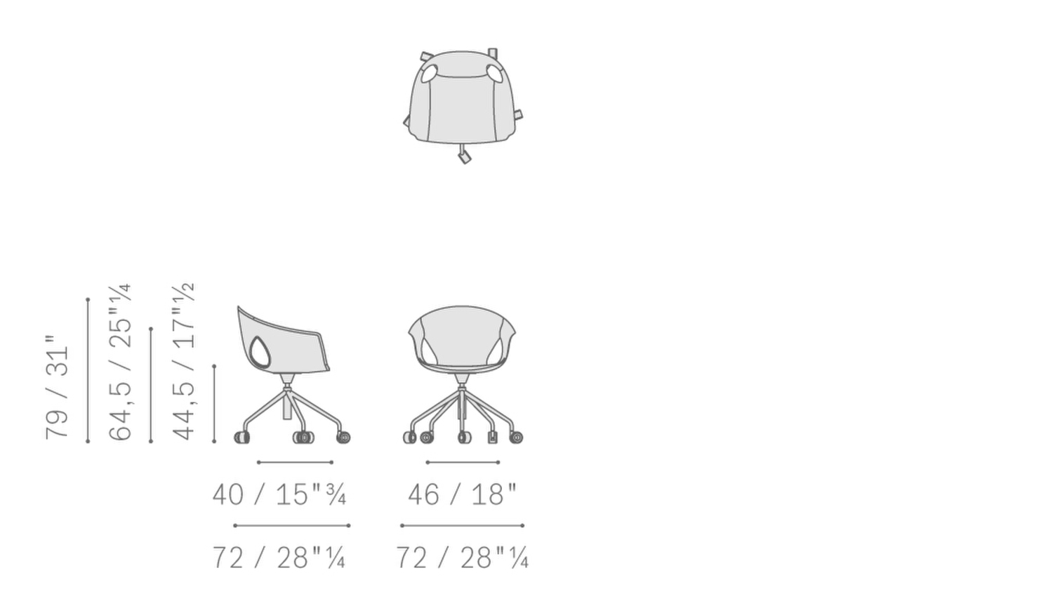 01 ginger ale 5 spokes base with castors fixed height armchair 5542017