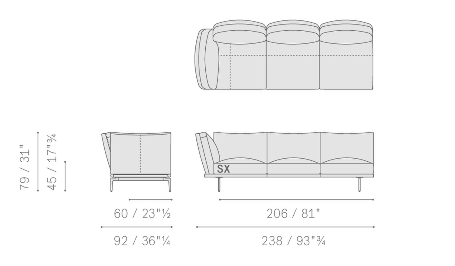 14 happy jack sectional corner 3 seater module 5678301