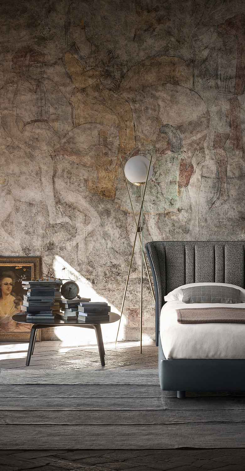 Lola Darling | Bed Lola Darling double bed by Poltrona Frau, padded capitonné headboard, Pelle Frau® leather upholstery, aluminium feet, Italian luxury craftsmanship