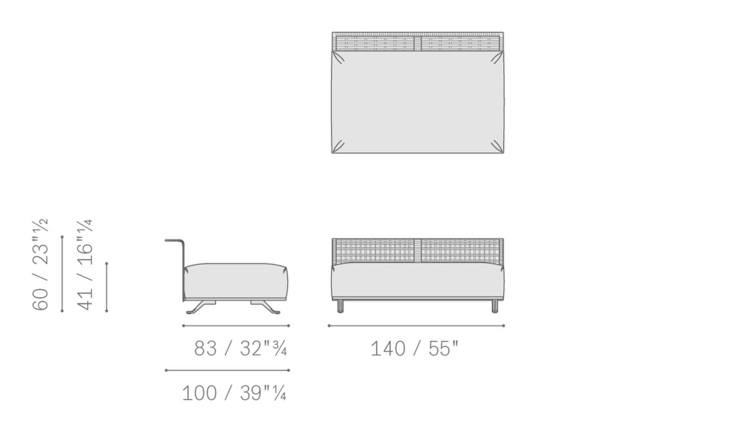 Stampa 09 solaria 2 seater sofa without armrest woven structure 5667221