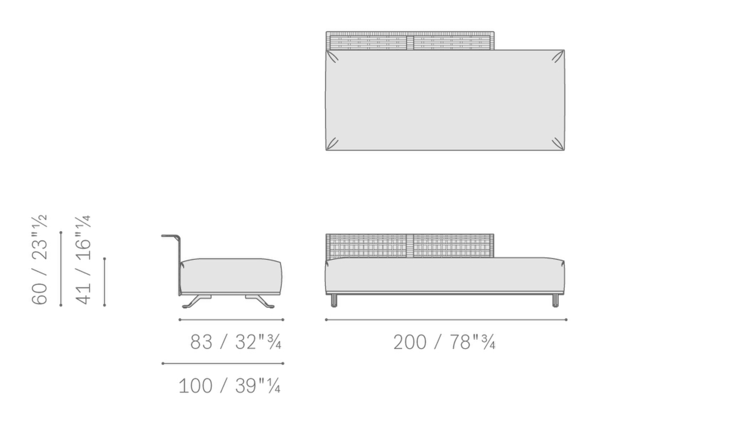Stampa 13 solaria 2 seater sofa with bench dx sx without armrest woven structure 5667224