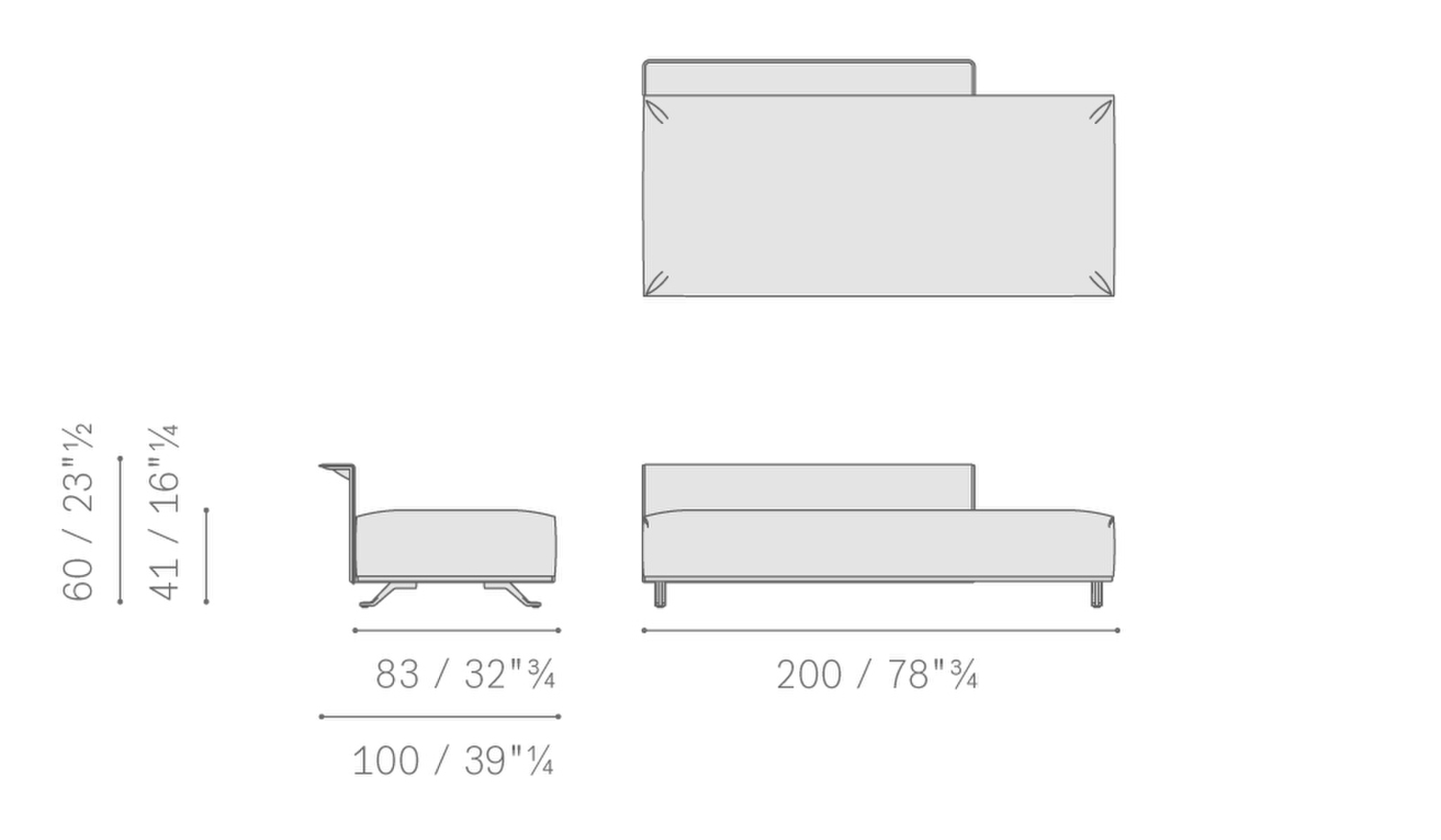 Stampa 14 solaria 2 seater sofa with bench dx sx without armrest upholstered structure 5667224