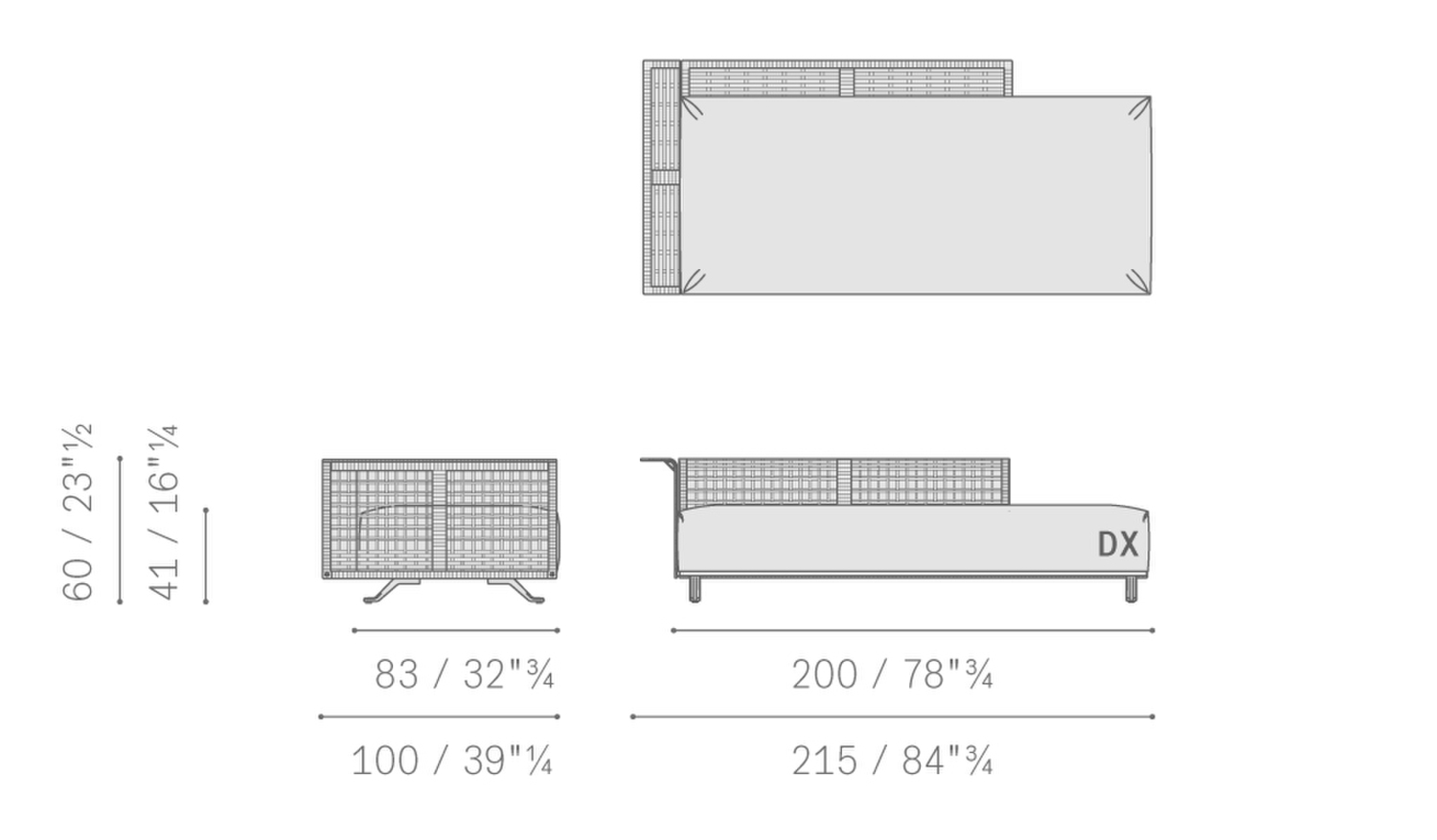 Stampa 15 solaria 2 seater sofa with bench dx sx 1 armrest woven structure 5667214