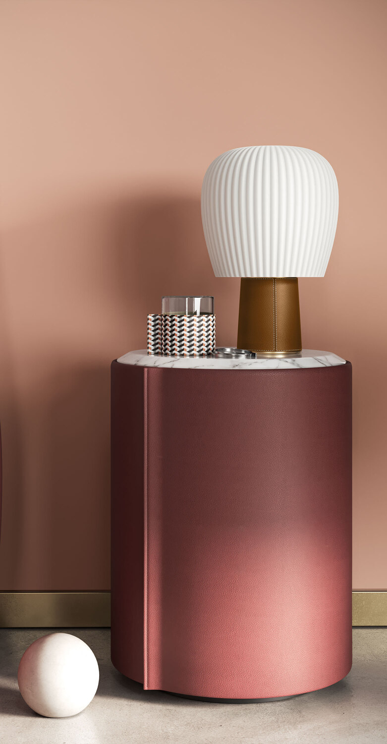 Poltrona Frau的Stock n Roll床头柜，带轮子，设计现代。